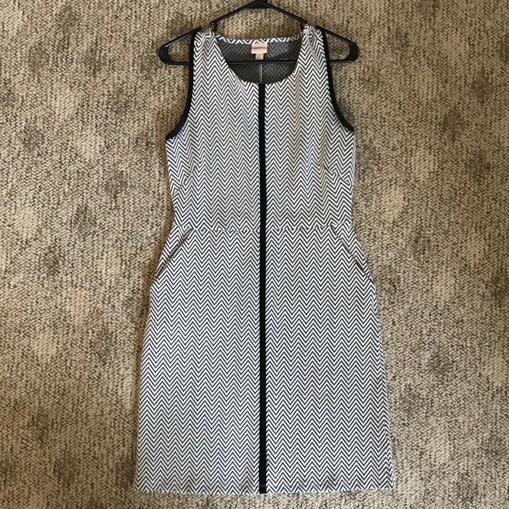 Black and white chevron dress with pockets